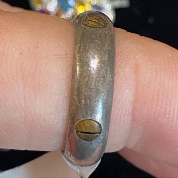 Ring Size 7 Mexico Brass Gold Sterling Silver 925 Women - Picture 2 of 6